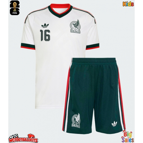 Mexico Julian Quinones #16 Replica Away Stadium Kit for Kids World Cup 2026 Short Sleeve (+ pants)
